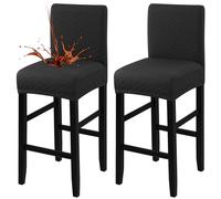 Fuloon Waterproof Bar Stool Covers, High Elastic Fit Removable Washable Bar Chair Covers with Back, The ideal length for the backrest and seat cushion is approximately 15 inches
