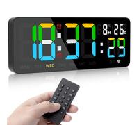 Fuloon WiFi Digital Wall Clock, 12.7" Large Led Digital Clock with Remote Control, Auto DST, Stopwatch, Timer Clock with Temperature/Humidity/Date/W or Home, Office