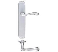 Fulton and Bray Arundel Door Handle on Long Backplate - Latchset - Satin Chrome