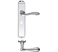 Fulton and Bray Arundel Door Handle on Long Backplate - Lockset - Polished Chrome