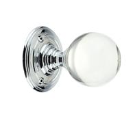 Fulton & Bray Clear Glass Ball Mortice Door Knob Polished Chrome