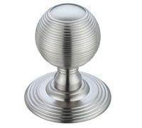 Fulton & Bray FB306SC Ringed Mortice Knob on Round Rose Concealed Fix Satin Chrome