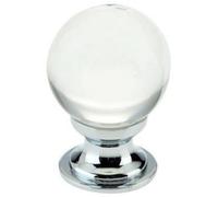 Fulton & Bray Glass Ball Cabinet Knob Plain 25mm Polished Chrome/Clear From The Door Handle Store