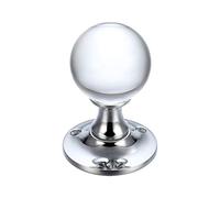 Fulton & Bray Glass Ball Mortice Knob - Polished Chrome Plate - Clear