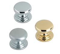 Fulton & Bray Victorian Cupboard Knob 25mm dia. Polished Brass