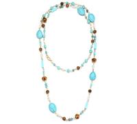 FULU AUTUMN Beaded Long Necklaces for Women Dainty Natural Stone Bead Long Necklace Birthday Gifts for Women Boho Costume Jewelry, Stone, No Gemstone
