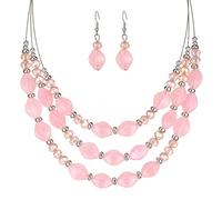 FULU AUTUMN Beaded Statement Choker Necklaces for Women Multilayered Chunky Bead Necklace Fashion Jewellery Mothers Day Gifts for Women(42-Pink1)