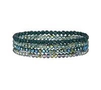 FULU AUTUMN Boho Beaded Bracelet Multi-Layer Crystal Stone Beaded Bracelets for Women Stretch Bracelets Fashion Jewellery Birthday Gifts for Her(Green)