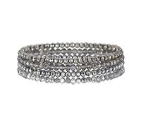 FULU AUTUMN Boho Beaded Bracelet Multi-Layer Crystal Stone Beaded Bracelets for Women Stretch Bracelets Fashion Jewellery Birthday Gifts for Her(Silver)