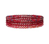 FULU AUTUMN Boho Beaded Bracelet Multi-Layer Crystal Stone Beaded Bracelets for Women Stretch Bracelets Fashion Jewellery Birthday Gifts for Her(Red)