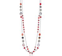 FULU AUTUMN Long Layered Statement Necklaces for Women Silver Crystal shell Chain Necklace Boho Costume Jewellery Birthday Gifts(Red)