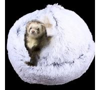 FULUE Ferret Bed Cave and Hideouts, Ferret Hideaway Bed Accessories for Cage, Medium, Grey, Round, Enclosed, Layered, Canvas, Anti-Slip