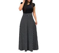 FULUJIDI Dresses For Women Elegant Women'S Long Dress Flower Retro Printed Patchwork Long Sleeve Banquet Xl Polkadot