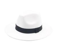 FULUJIDI Fedora Trilby Felt Hats Fedora Hat Women Hats For Women Ribbon Band Men'S Hat Wide Brim Classic 52-54Cm(Kids) Whiteblack