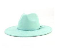 FULUJIDI Fedora Trilby Felt Hats Hat Wide Brim Fedora Hat Men Women Felt Jazz Hats Classic Church 56To58Cm Turquoise