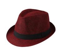 FULUJIDI Fedora Trilby Felt Hats Linen Cloth Panama Solid Jazz Hat Cowboy Men'S Sun Hat Bucket Hat For Men Black-Burgundy