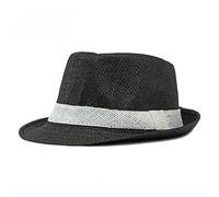 FULUJIDI Fedora Trilby Felt Hats Solid Jazz Hat Men Outdoor Beach Hat Women Straw Hat Woven Stripe Sunshade Hat Casual Buckle Beach Sun Panama Cap Black