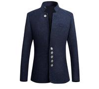 FULUJIDI Suit Jackets Blazers Men Suits Big Size Mandarin Collar Male Suit Blazer Wedding Jacket Xxl Navyblue