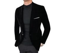 FULUJIDI Suit Jackets Blazers Velvet Dress Coat Mens Blazer Jacket Fashion Casual Suit Jacket Stage Men'S Business Blazers Costume M Black