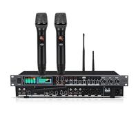 Fuluode FX8-III Digital Mixer Reverberator Microphone KTV Karaoke Audio Processor Anti-howling Digital reverberator(Dual Microphone, Black)