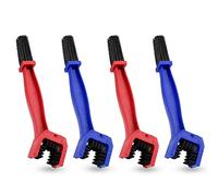 Fulushou 4 PCS Brush Chain Motorcycle Bike Brush Cleaning Cycle Gears Maintenance 3 Sided Bristles Cleaning Brush for Bike Motorcycle Chain (Blue and Red)