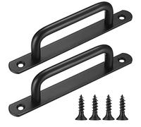 Fulushouxi 2 Pcs Push Pull Door Handles, Pull Push Stainless Steel Sliding Kitchen Bathroom Cupboard Cabinet Garage Barn Shed Gate Door Handles with Metal Plates（160mm）