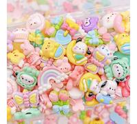 FULUSODO 60pcs Embellishments Cute Set, Flat Back Bulk Mixed Resin Ornament Scrapbooking Set