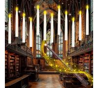 Fulybao LED Floating Candles with Wand, 12pcs Flickering Warm Light Flameless Hanging Candles with Timer, Battery Operated Taper Candles for Halloween Christmas Home Wedding Birthday Party Decorations