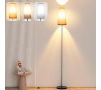 Fulybao LED Floor Lamp, 67" Modern Reading Standing Lamp with 9W LED Bulb, Foot Switch, 3 Color Temperature Tall Lamp with Linen Lampshade, Floor Lamps for Living Room, Bedroom, Office