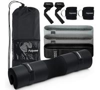 Fulynmen 9Pcs Barbell Pad Set - Hip Thrust & Squat Pad with Anti-Slip Thickened Foam, Securing Straps, Lifting & Ankle Straps, Hip Resistance Bands, Carry Bag - Black