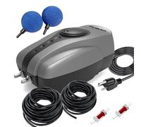 FUMAK All-in-One Pond Aerator for Outdoor Ponds Up to 1000 Gallons, Flow Adjustable Pond Air Pump Aeration Kit with Aviation Hoses Air Stone Check Valves