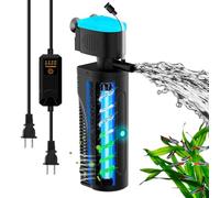 FUMAK Aquarium Filter with U - V Clarifier for Green Water Cleaning | Fish Tank Filter to Remove Al-gae | Green Killing Machine | Aeration/Rainfall Mode | with Timer | Turtle Tank Filter (20-70Gal)