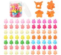 Fumanduo 100Pcs Mini Hair Claw Clips, Colorful Flower Hairpin Clamps Plastic Hair Claws Hair Bangs Pin Hair Accessories Clips with a Plastic Box for Girls,Toddlers and Women, Colorful