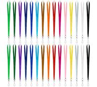 Fumanduo 30 PCS Nylon Lanyards, Colourful Badge Holder Neck Strap Bulk Badge Lanyards with Swivel Hooks Clips for Name Tag ID Card Badge Holder, 15 Colors