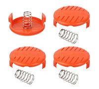 Fumanduo 4 PCS Lawn Mower Spool Cap Covers, Replacement Spool Cap Covers & Springs Grass Trimmer Line Spool Cover Trimmers String Parts Accessories Compatible with Trimmer Black + Decker RC-100-P