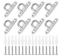 Fumanduo 8Pcs 1.8Inch Pad Eye Plate Stainless Steel, M5 Ceiling Hook Pad Eye Plate U Hooks with 16Pcs Screws and Plastic Plug for Climbing Sport and Home Use