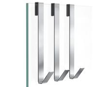 FUMAX Shower Door Hooks 12 in, Shower Hooks for Towels, Heavy Duty Drilling-Free Extended Towel Hooks for Bathroom Frameless Glass Door, Over The Door Towel Hooks 3 Packs Silver