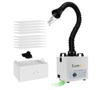 FumeClear Solder Fume Extractor - Powerful 100W 220V Suction 200m³/h, Low-Noise, 3-Stage Filtration System with 12 Filters for Laser Welding Smoke Absorption and Desktop Soldering (220, Volts)