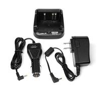 Fumei CD-15 Desk Rapid Charger and 12V/24V Car Power Cord Compatible with Yaesu VX-7R VXA-700 HX460 Two-Way Radio