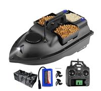 FUMENG GPS Smart RC Bait Boat,Auto Cruise Double Motor Three Hoppers Large Capacity LED Night Light Boat,5200mAh