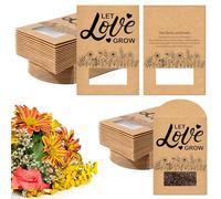 Fumete 100 Packs Wedding Favors for Guests Let Love Grow Seed Packets with Window Bulk Flower Resealable Seed Envelopes for Wedding Gifts Bridal Shower Party Souvenirs
