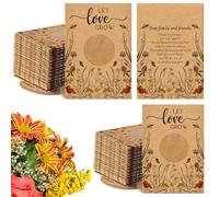 Fumete 100 Pcs Let Love Grow Seed Packets Cool Wedding Favors for Guests Kraft Envelope Kraft Bag with Window Flower Resealable Seed Storage Packets for Wedding Party Favors Bridal Shower