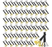 Fumete 100 Pcs Metal Ringing Bells Wedding Dinner Service Call Steel Handbells with Wooden Handle for Wedding Decors Schools Musical Percussion the Sick Elderly Alert(Silver, Gold)