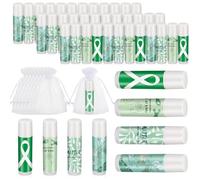 Fumete 100 Sets Mental Health Awareness Lip Balm Bulks Green Teal Ribbon Lip Balm Gift for Suicide Prevention Mental Health Awareness Inspirational Party Favor