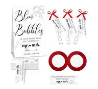 Fumete 101 Pcs Wedding Bubbles Sign Tags Bubble Labels White Good Wish Paper Tags with Red Ribbon Send Off Party Invitation Favor for Wedding Guest Anniversary Engagement Bridal Shower, Cards Only