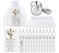 Fumete 12 Set Funeral Favors for Guests Remember Keychain Memorial Key Ring Remembrance Sympathy Gifts for Loss with Card Bag, Silver, 0.98 inches/ 2.5 cm in pendant diameter, 1.12 inches/ 2.85 cm in