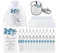 Fumete 12 Set Funeral Gifts for Guests, Memorial Keychains, Memorial Keychains, Memorial Keychain, Sympathy Gift for Loss with Card Pocket, silver, 0.98 inches/ 2.5 cm in pendant diameter, 1.12 inches