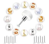 Fumete 12 Set Safari Jungle Animal Drawer Knob Pulls Round Soft Rubber Forest Drawer Knobs Silicone Cabinet Drawer Knobs for Boys Girls Kids Dresser Knobs for Nursery Closet Kitchen Cabinet