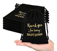 Fumete 20 Pcs Gift Drawstring Bags for Employee Coworker Teacher Colleague, Thank You for Being Awesome Bags, Thank You Gift for Employee Coworker Appreciation(4 x 6 Inch,Black & Gold)
