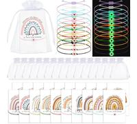 Fumete 20 Sets Inspirational Bracelets Heart String Friendship Bracelets Rainbow Motivational Cards Organza Bags Thank You Gift for Women Classroom Employee Coworkers